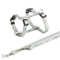 Następne zdjęcie produktu Szelki JUNIOR ze smyczą dla szczeniąt, jasnoszare M-L: 27-45 cm/10 mm, 2,00 m