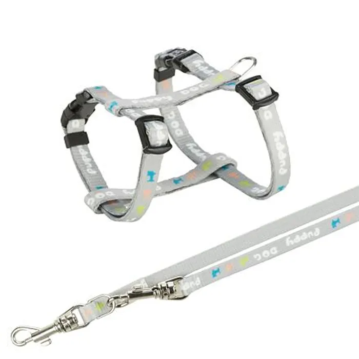 Główne zdjęcie produktu JUNIOR postroj s vodítkem pro štěňata, světlešedá M-L: 27-45 cm/10 mm, 2,00 m