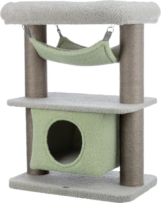 Główne zdjęcie produktu JUNIOR škrábadlo LUNITO, 2 patra, jeskyně, hammock, 71 cm, šedá/mátová
