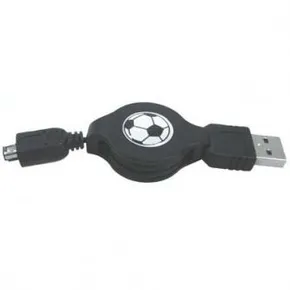 USB kabel (1.1), USB A M - 4-pin M, 0.7m, nawijany, czarny, Logo, HIROSE