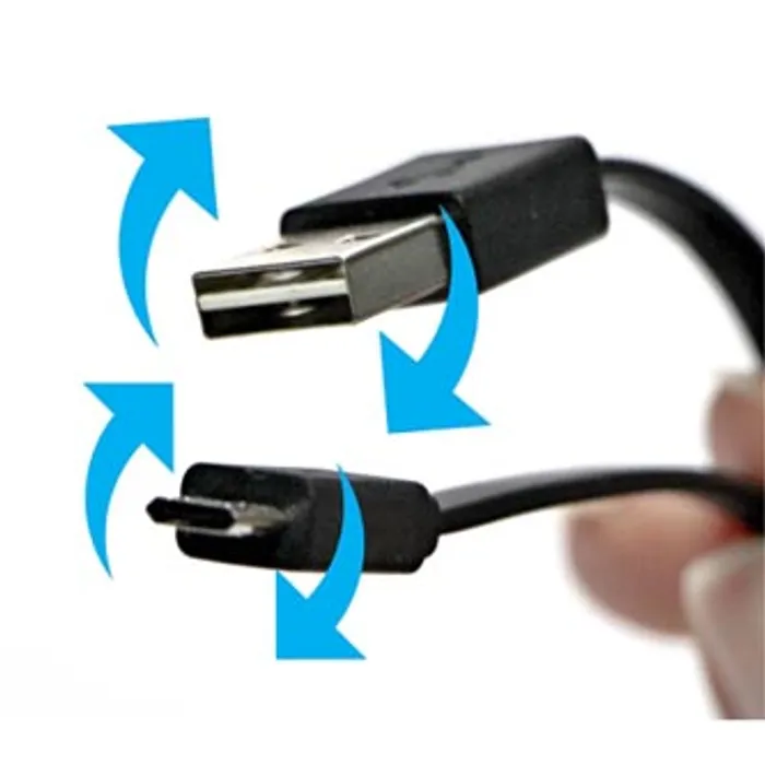 Główne zdjęcie produktu Kabel USB (2.0), USB A M reversible- USB micro M reversible, 1m, plochý, černý
