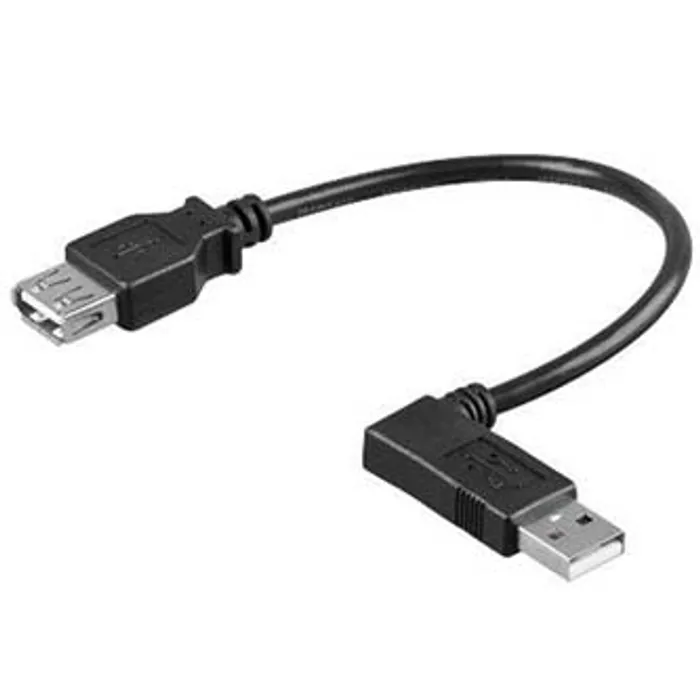 Główne zdjęcie produktu Kabel USB (2.0), USB A M- USB A F, 0.1m, lomený 90°, černý