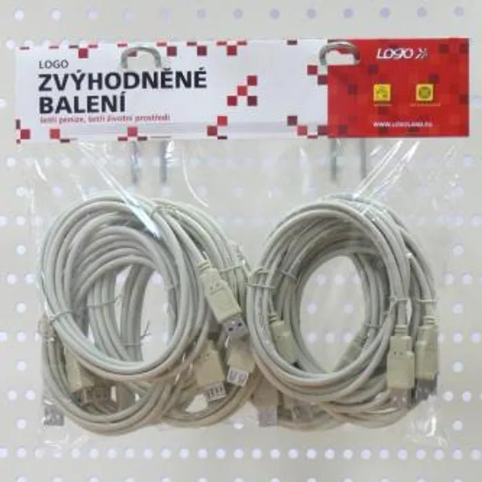 Główne zdjęcie produktu Kabel USB (2.0), USB A M- USB A F, 3m, šedý, Logo, cena za 1 kus