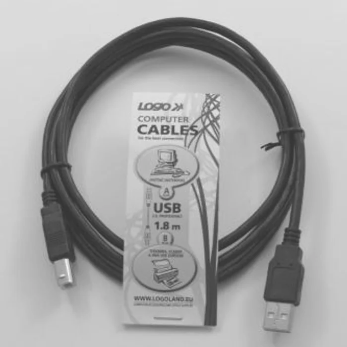 Główne zdjęcie produktu Kabel USB (2.0), USB A M- USB B M, 1.8m, černý, Logo
