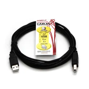 USB kabel (2.0), USB A M - USB B M, 3m, Logo
