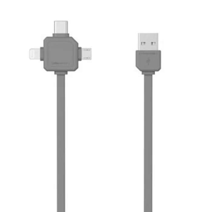 Główne zdjęcie produktu Kabel USB (2.0), USB A M- USB C / Lightning / Micro-USB, 1.5m, 3v1, zelený, Powercube, pl