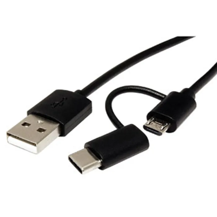 Główne zdjęcie produktu Kabel USB (2.0), USB A M- USB micro B M, 1m, kulatý, černý, plastic bag