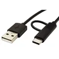 Następne zdjęcie produktu USB kabel (2.0), USB A M - microUSB M + USB C M, 1m, okrągły, czarny, plastic bag, z redukcją do USB C