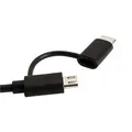 Następne zdjęcie produktu USB kabel (2.0), USB A M - microUSB M + USB C M, 1m, okrągły, czarny, plastic bag, z redukcją do USB C