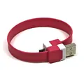 USB kabel (2.0), USB A M - microUSB M, 0.25m, różowy, Logo, blistr, na nadgarstek