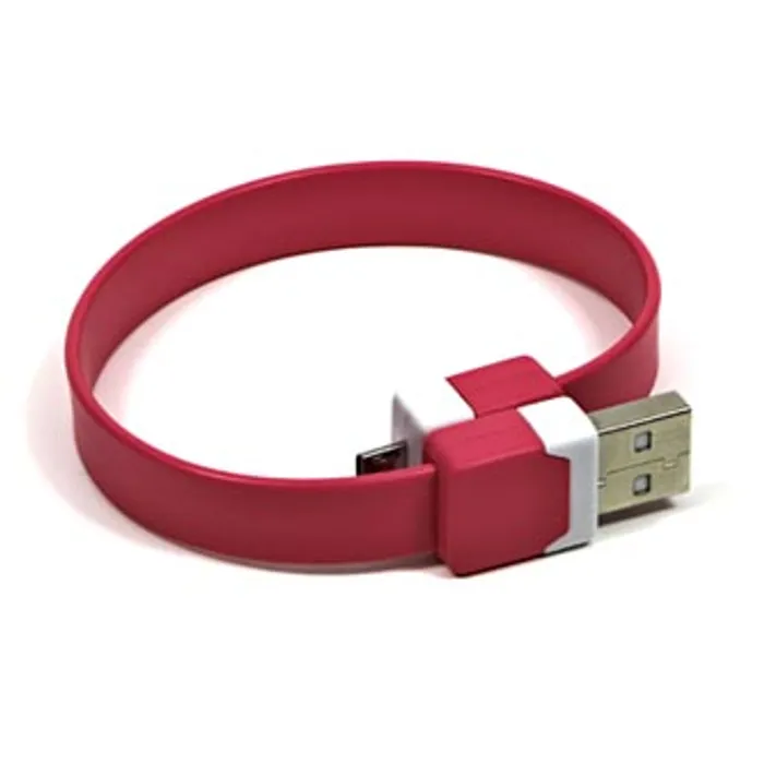 Główne zdjęcie produktu Kabel USB (2.0), USB A M- USB micro M, 0.25m, růžový, Logo, blistr, náramek