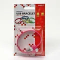 USB kabel (2.0), USB A M - microUSB M, 0.25m, różowy, Logo, blistr, na nadgarstek