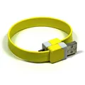 USB kabel (2.0), USB A M - microUSB M, 0.25m, żółty, Logo, blistr, na nadgarstek