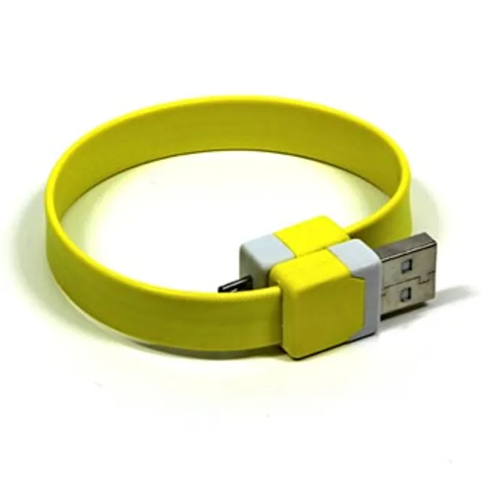 Główne zdjęcie produktu Kabel USB (2.0), USB A M- USB micro M, 0.25m, žlutý, náramek