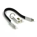 USB kabel (2.0), USB A M - microUSB M, 0.2m, czarny, Logo, blistr, breloczek na klucze