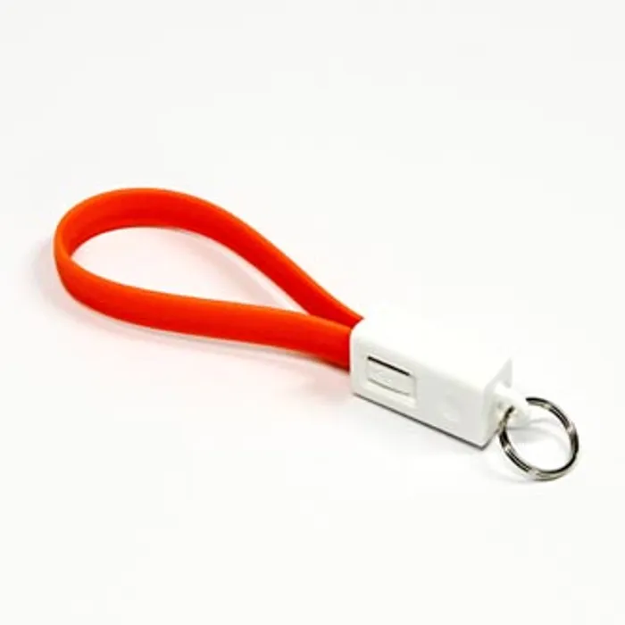 Główne zdjęcie produktu Kabel USB (2.0), USB A M- USB micro M, 0.2m, oranžový, Logo, blistr, klíčenka
