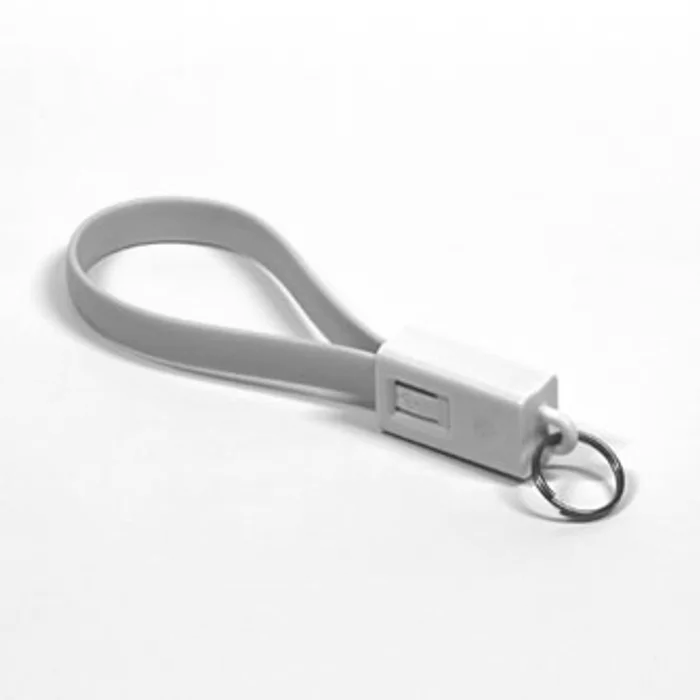 Główne zdjęcie produktu Kabel USB (2.0), USB A M- USB micro M, 0.2m, světle zelená, Logo, blistr, klíčenka
