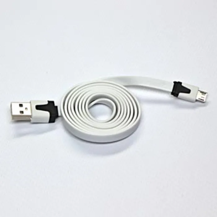 Główne zdjęcie produktu Kabel USB (2.0), USB A M- USB micro M, 1m, plochý, bílý