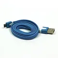 USB kabel (2.0), USB A M - microUSB M, 1m, płaski, niebieski, Logo, blistr