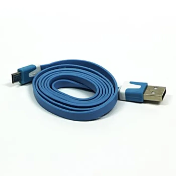 Główne zdjęcie produktu Kabel USB (2.0), USB A M- USB micro M, 1m, plochý, modrý, Logo, blistr