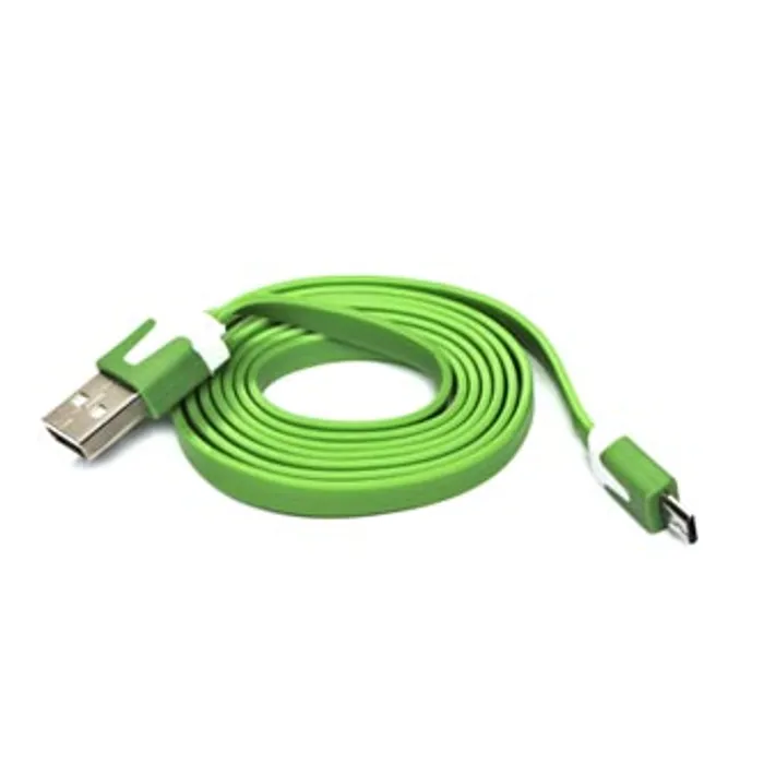 Główne zdjęcie produktu Kabel USB (2.0), USB A M- USB micro M, 1m, plochý, zelený, Logo, blistr