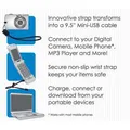 USB kabel (2.0), USB A M - miniUSB M, 0.3m, czarny, Logo, smycz do aparatu