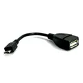 Kabel USB (2.0), USB micro OTG M-USB A OTG F, 0,15m, czarny