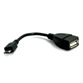 Kabel USB (2.0), USB micro OTG M-USB A OTG F, 0,15m, czarny