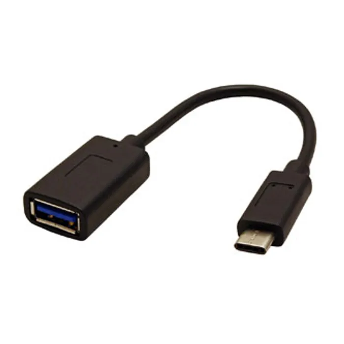 Główne zdjęcie produktu Kabel USB (3.1), USB A F- USB C M, 0.15m, kulatý, černý, plastic bag, OTG kabel