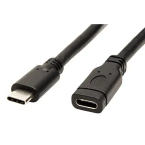 Przedłużacz USB (3.1), USB C M - USB C F, 1m, reversible, czarny, plastic bag, przedłużacz