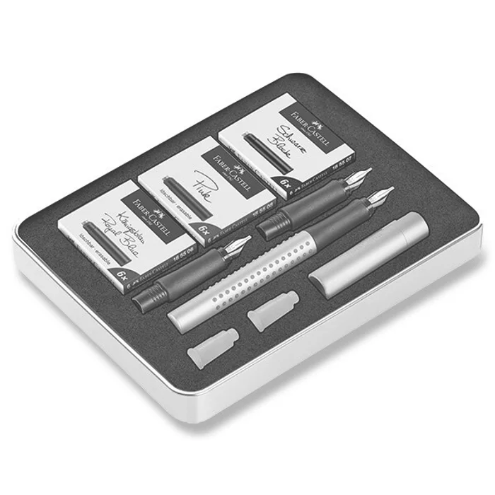 Główne zdjęcie produktu Kaligrafické plnicí pero Faber-Castell Grip 2011 sada, stříbrná