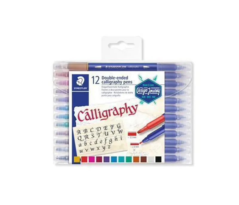 Główne zdjęcie produktu Kaligrafické popisovače "Calligraph Duo", sada, 12 barev, 2,0/3,5 mm, oboustranné, STAEDTL