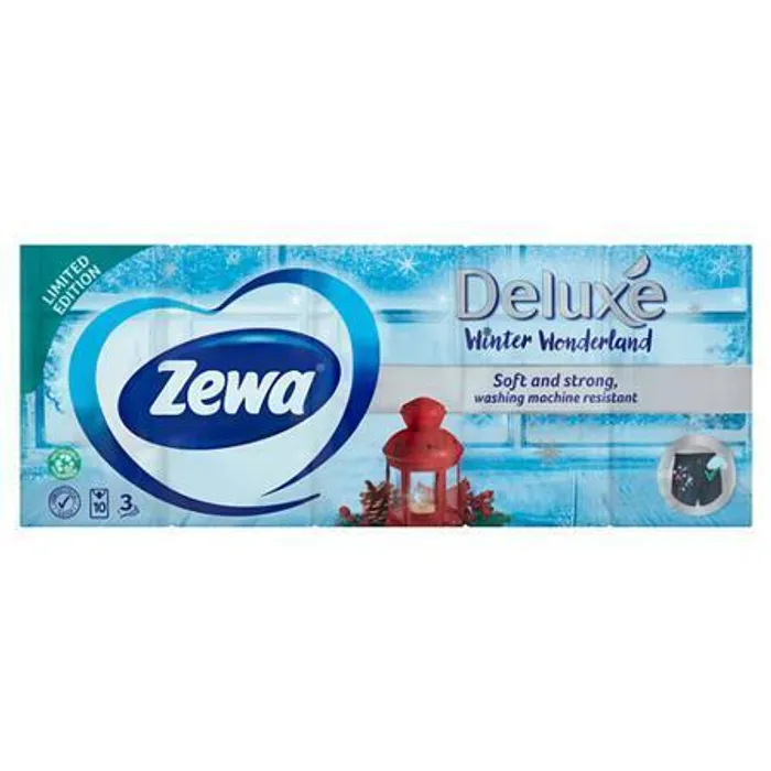 Główne zdjęcie produktu Kapesníky, papírové, 3vrstvé, 10x10 ks, ZEWA "Deluxe", bez vůně