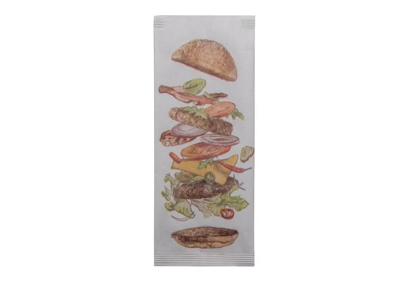 Główne zdjęcie produktu Kapsička na příbory Hamburger s bílým ubrouskem [125 ks]