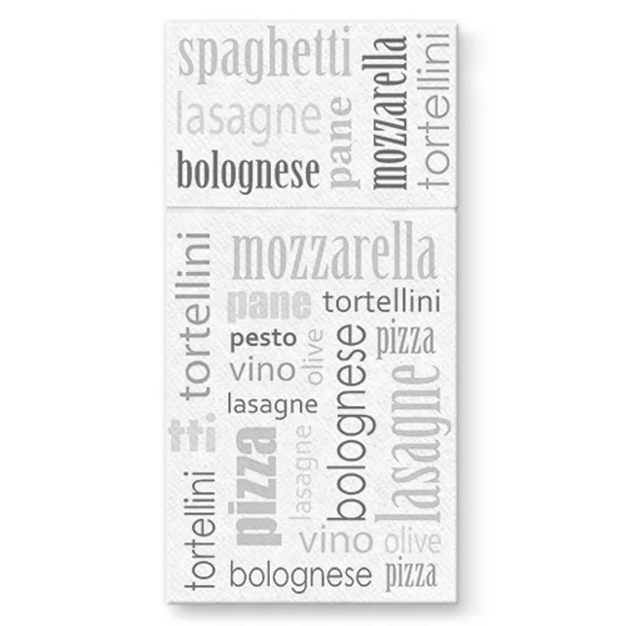 Główne zdjęcie produktu Kapsy na příbory PAW Airlaid 40x40cm Italian Food Green, 25 ks/bal