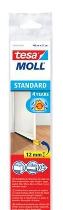 Główne zdjęcie produktu Kartáčová lišta pod dveře STANDARD "tesamoll® 5433", bílá, 37 mm x 1 m, TESA