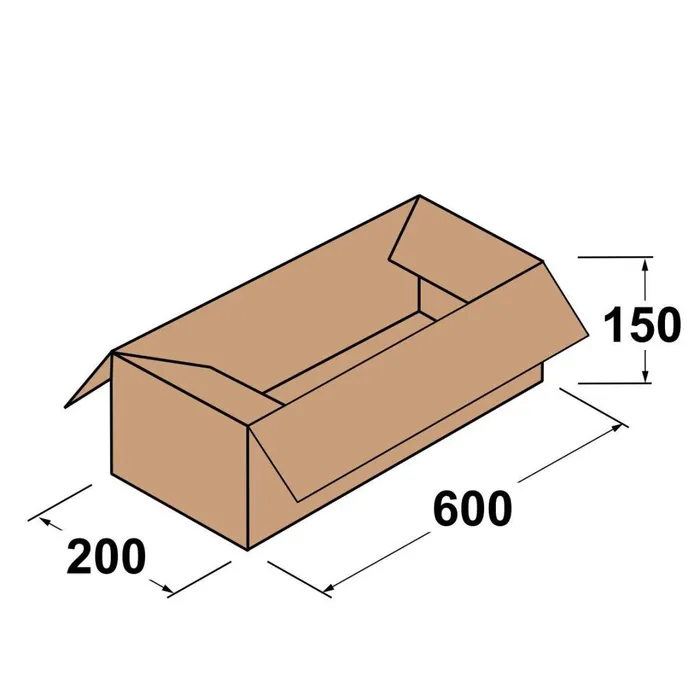 Główne zdjęcie produktu Kartonová krabice 3vrstvá 600x200x150 mm