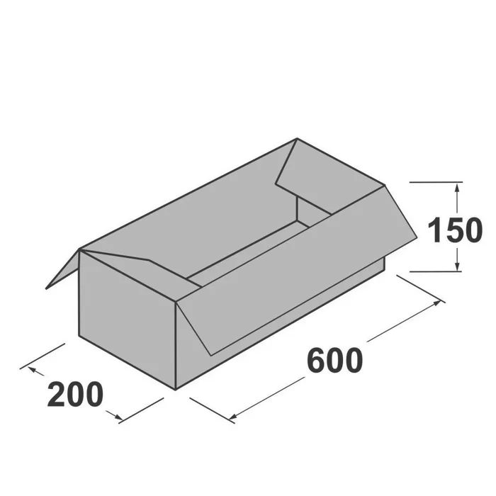 Główne zdjęcie produktu Kartonová krabice 3vrstvá 600x200x150 mm