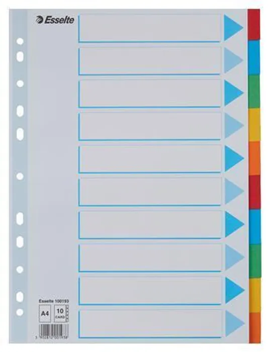 Główne zdjęcie produktu Kartonové barevné rozlišovače Esselte, A4, Mix barev