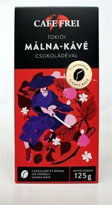 Główne zdjęcie produktu Káva "Tokijská čokoládovo-malinová", pražená, zrnková, 125 g, CAFE FREI