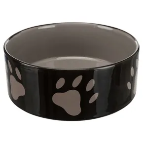 Miska ceramiczna - brązowa/ciemnoszara + motyw łapki 0,3 l/o 12 cm