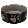 Miska ceramiczna - brązowa/ciemnoszara + motyw łapki 0,3 l/o 12 cm