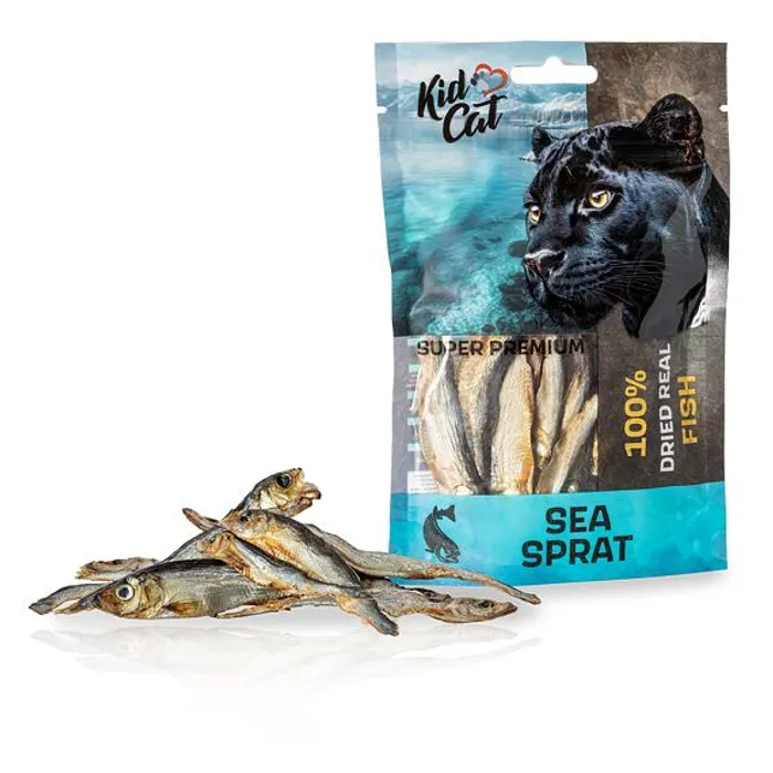 Główne zdjęcie produktu KIDCAT SUPER PREMIUM 100%  dried real SEA SPRAT - mini sušený mořský šprot, 6 cm / 40 g