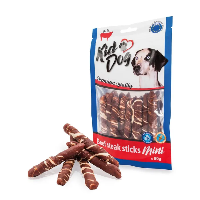 Główne zdjęcie produktu KIDDOG hovězí steak na buvolí tyčince 7-8cm 80 g