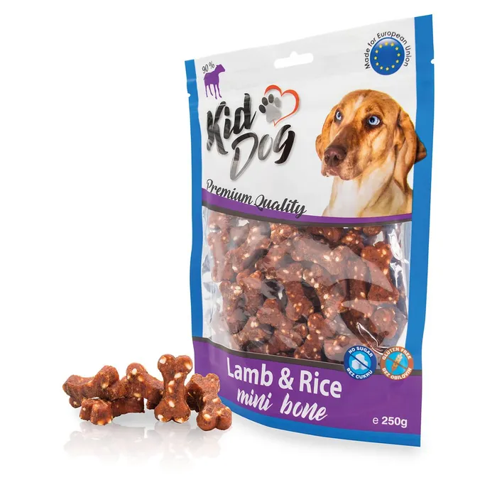Główne zdjęcie produktu KIDDOG jehněčí maso s rýží MINI kostičky 250 g