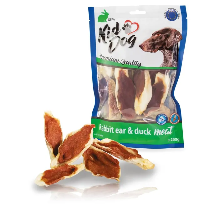 Główne zdjęcie produktu KIDDOG králičí ucho plněné kachním masíčkem 250 g