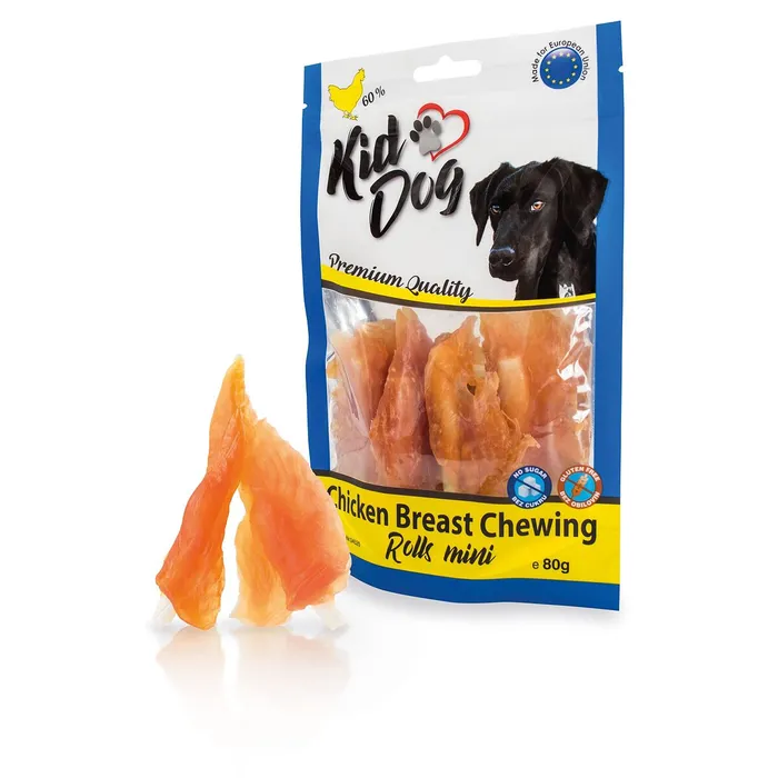 Główne zdjęcie produktu KIDDOG kuřecí prsa na buvolí tyčince mini 9 cm 80 g