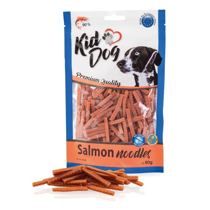 Główne zdjęcie produktu KIDDOG masové nudličky - losos pro malé psy a kočky 80 g