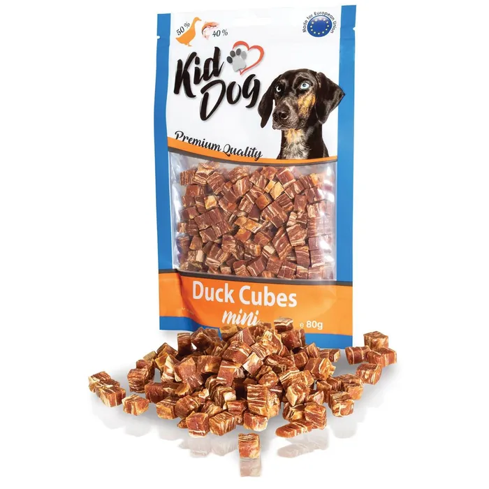 Główne zdjęcie produktu KIDDOG mini kostičky z kachního masíčka a tresky 80 g
