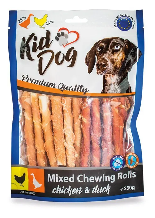 Główne zdjęcie produktu KIDDOG mix buvolích tyčinek s kuřecím a kachním masíčkem - 8 mm/12 cm 250 g